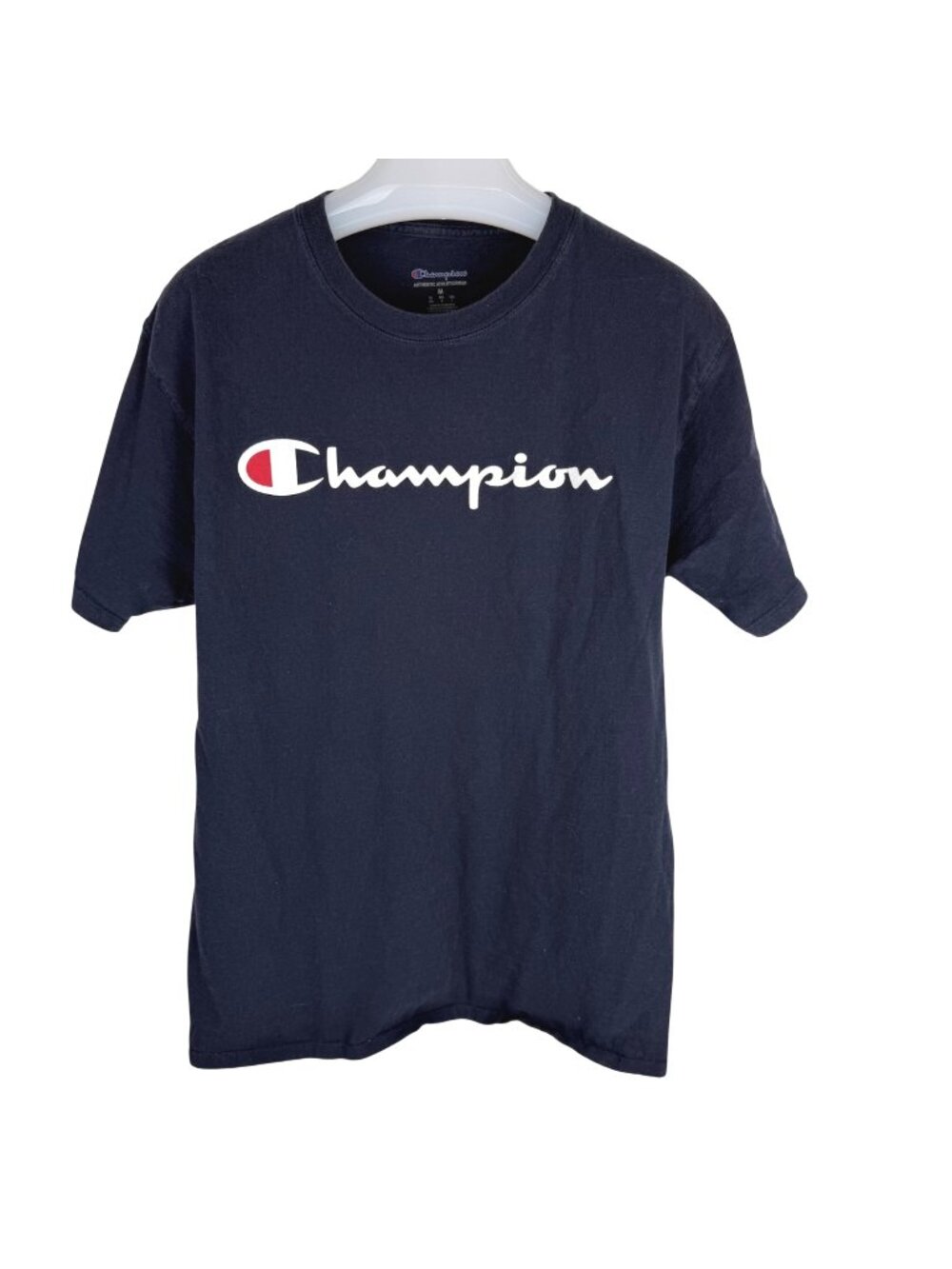 Champion Men's Navy Short-Sleeve Logo T-Shirt Cotton Size M